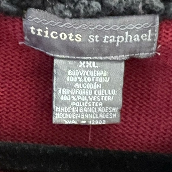 XXL Classy Holiday Cranberry Red Sweater with Fleece Collar Tricots St Raphael - Picture 4 of 7